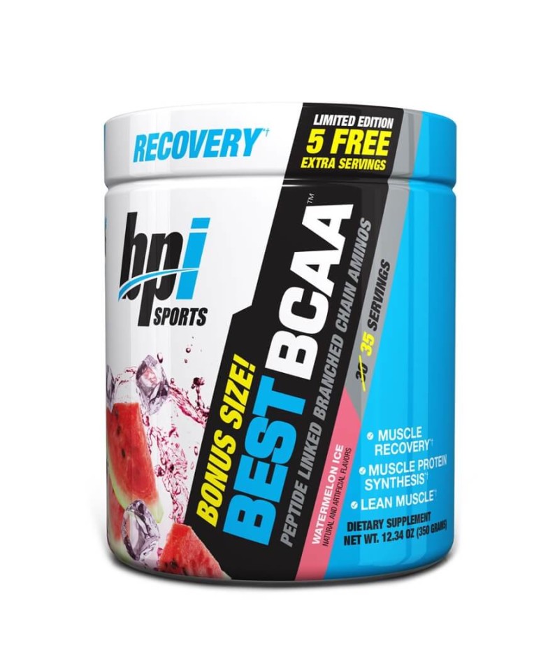 A container of Best BCAA peptide linked branched chain aminos