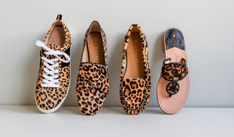 Leopard print shoes and sandals.