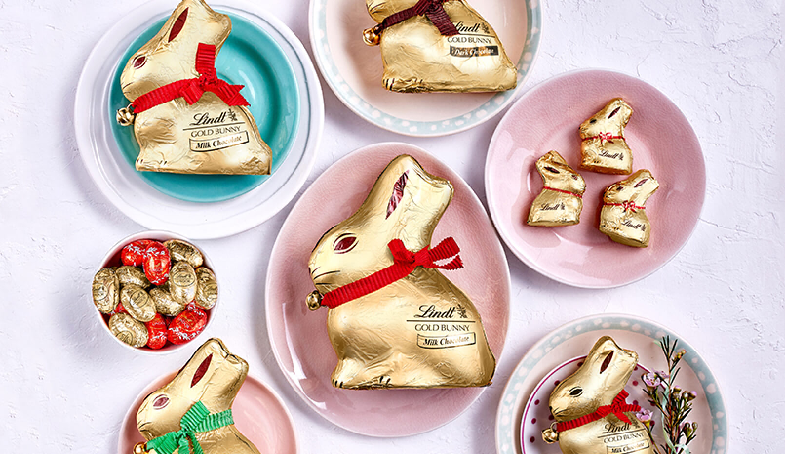 An assortment of Lindt Easter chocolates.