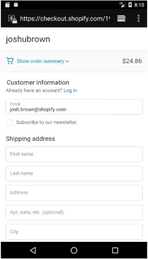 Shopify Android Buy SDK: Mobile checkout example