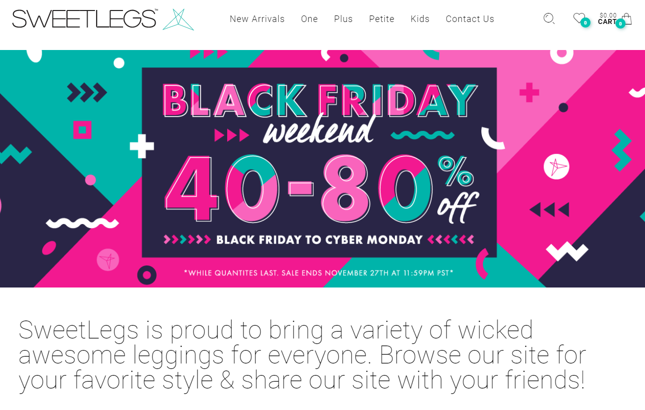 Sweetlegs flash sale for Black Friday weekend